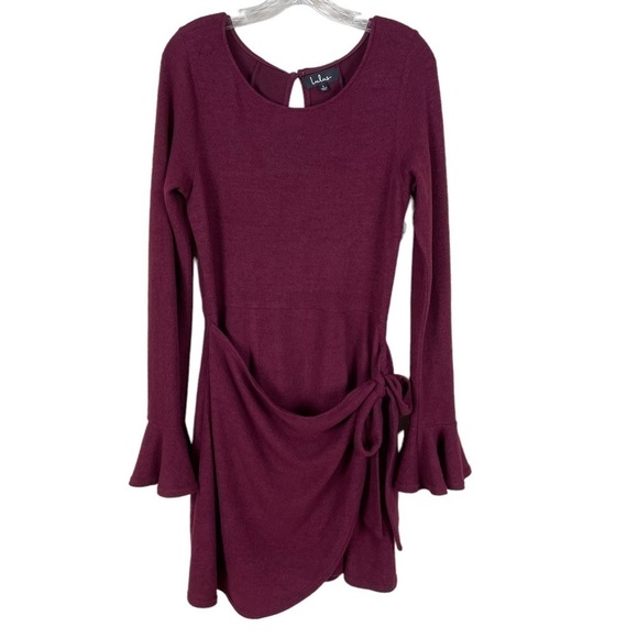Lulus Favorite Tune Burgundy Faux Wrap Sweater Dress - Picture 9 of 16